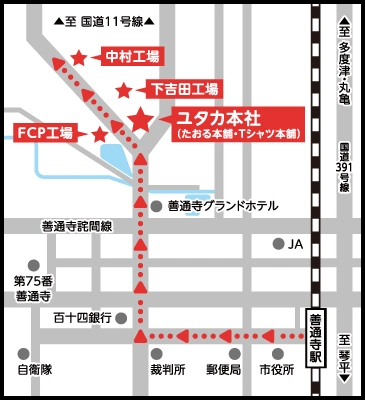 Tシャツ本舗までの地図